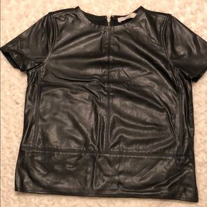 Ann Taylor Loft boxy fit faux leather top